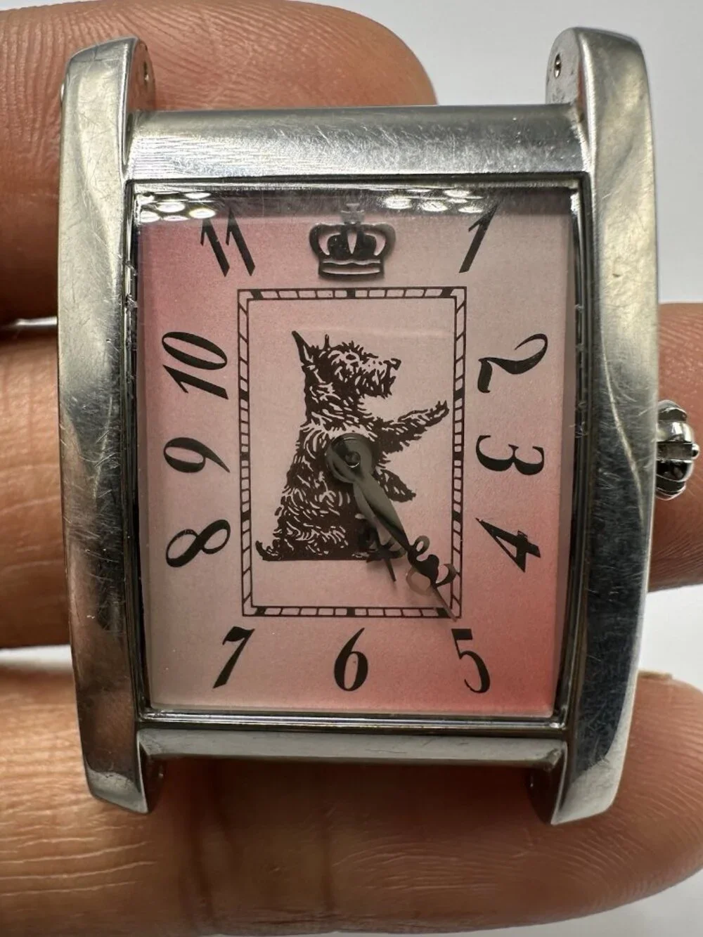3/$30 Juicy Couture Watch Women No Band Silver Tone Pink Scottie Dog Dial